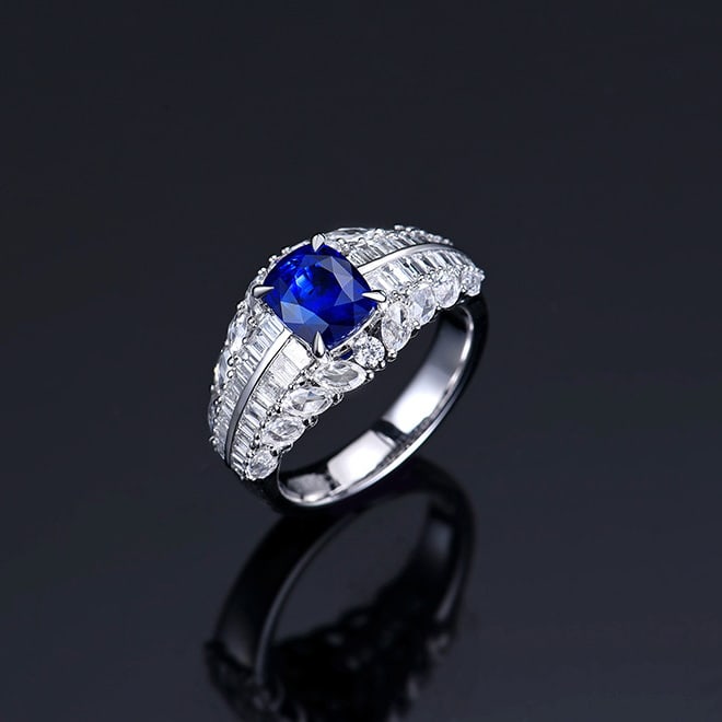 14k Gold 3.26 Ctw Natural Sapphire & Diamond Ring - 5