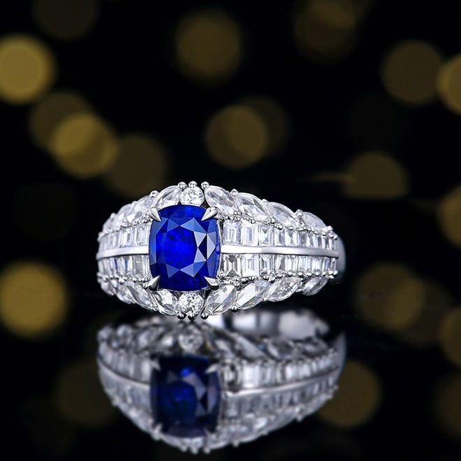 14k Gold 3.26 Ctw Natural Sapphire & Diamond Ring - 6