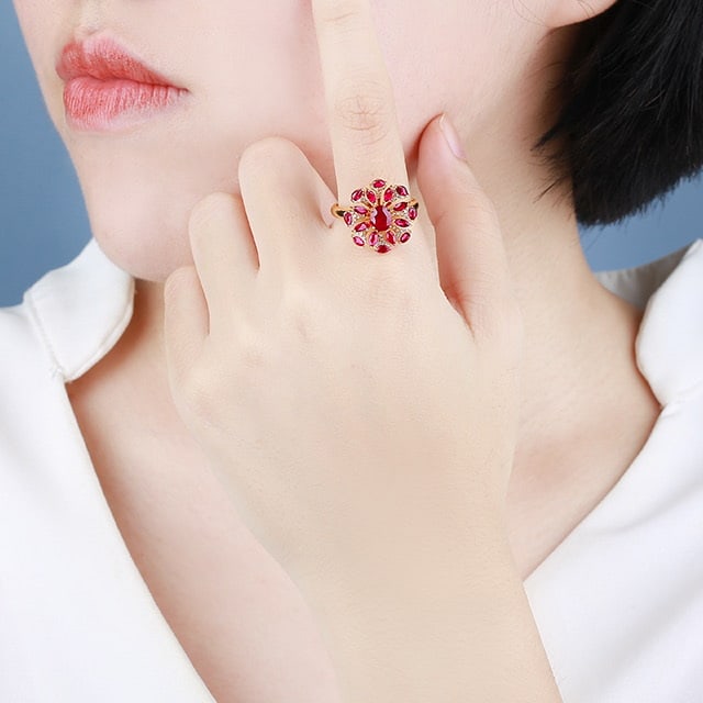 14k Gold 1.85 Ctw Natural Ruby & Ruby Ring - 2