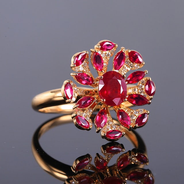 14k Gold 1.85 Ctw Natural Ruby & Ruby Ring - 5