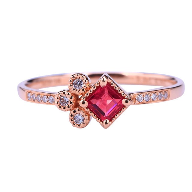 14k Gold 0.32 Ctw Natural Ruby & Diamond Ring - 3