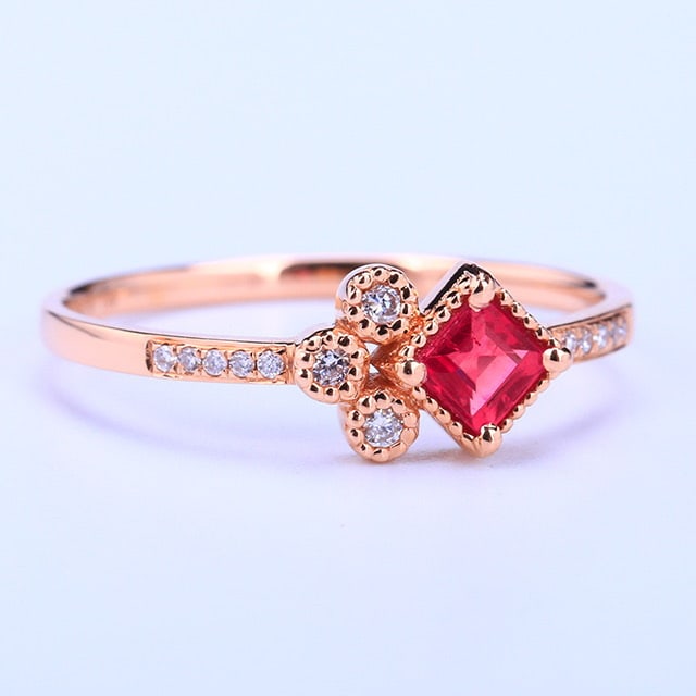 14k Gold 0.32 Ctw Natural Ruby & Diamond Ring - 5