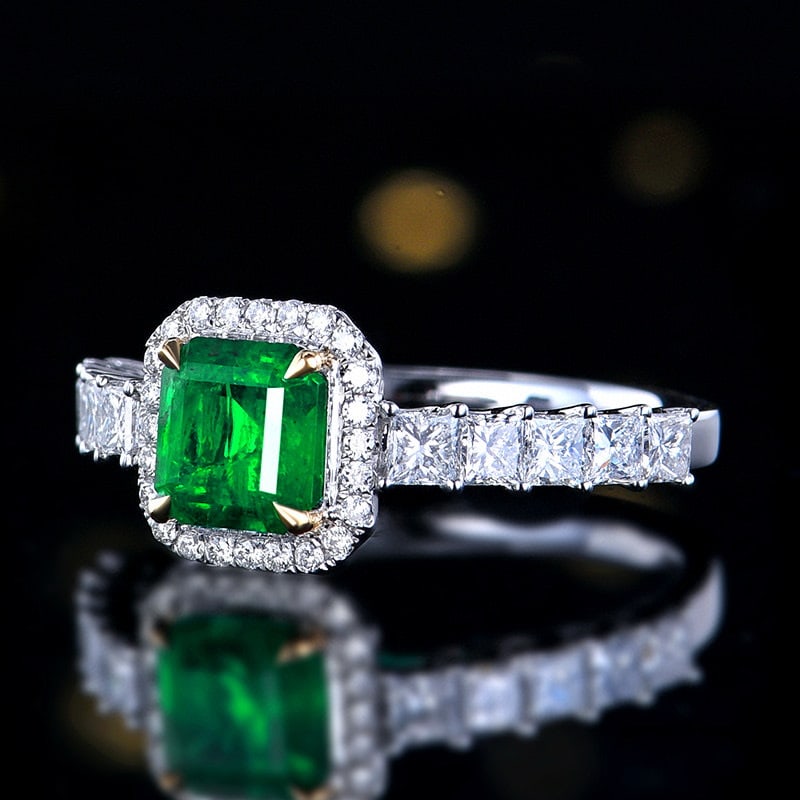 14k Gold 2.15 Ctw Vivid Green Natural Emerald & Diamond Ring - 2