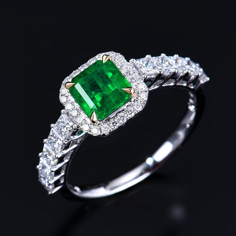 14k Gold 2.15 Ctw Vivid Green Natural Emerald & Diamond Ring - 4