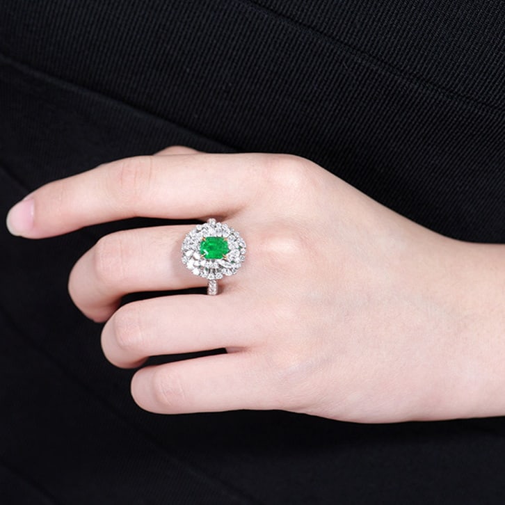 14k Gold 3.06 Ctw Vivid Green Natural Emerald & Diamond Ring/pendant( Without Chain ) - 3