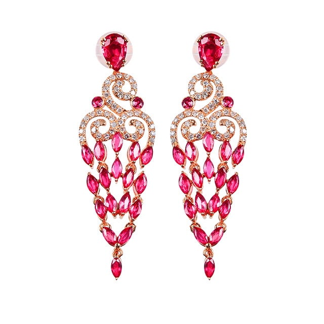 14k Gold 2.09 Ctw Natural Ruby & Diamond Earrings - 3