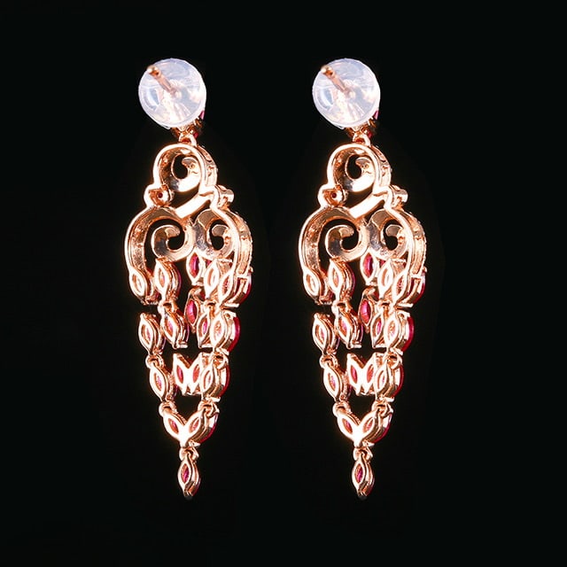 14k Gold 2.09 Ctw Natural Ruby & Diamond Earrings - 4