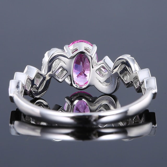 14k Gold 1.07 Ctw Natural Padparadscha Sapphire & Sapphire Ring - 4