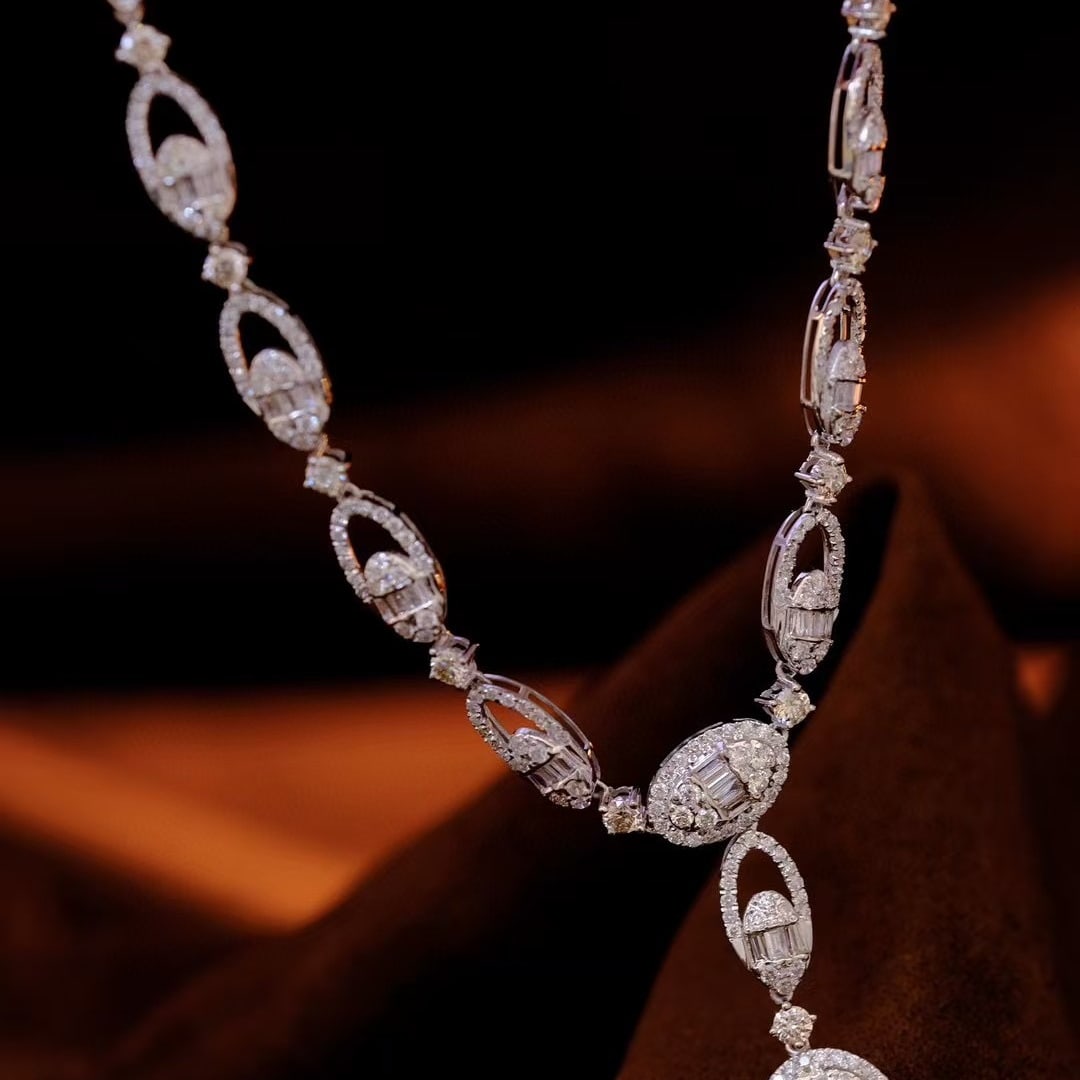14k Gold 3.38 Ct Natural H Diamond Necklace - 4