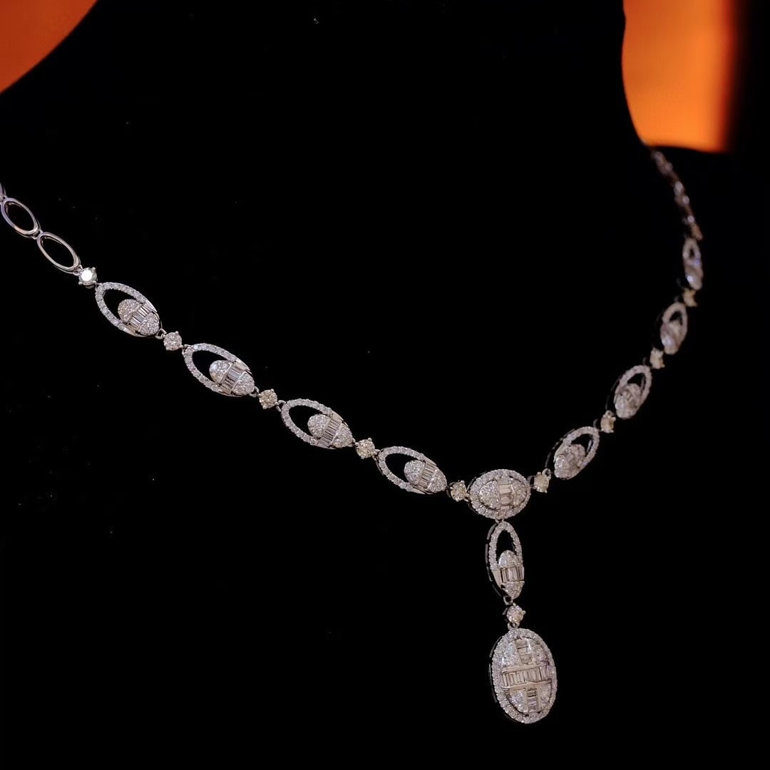 14k Gold 3.38 Ct Natural H Diamond Necklace - 5