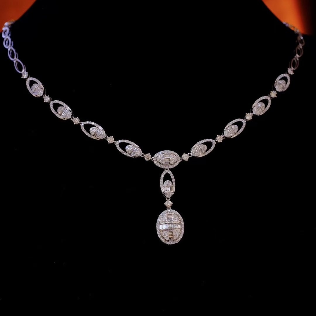 14k Gold 3.38 Ct Natural H Diamond Necklace - 6