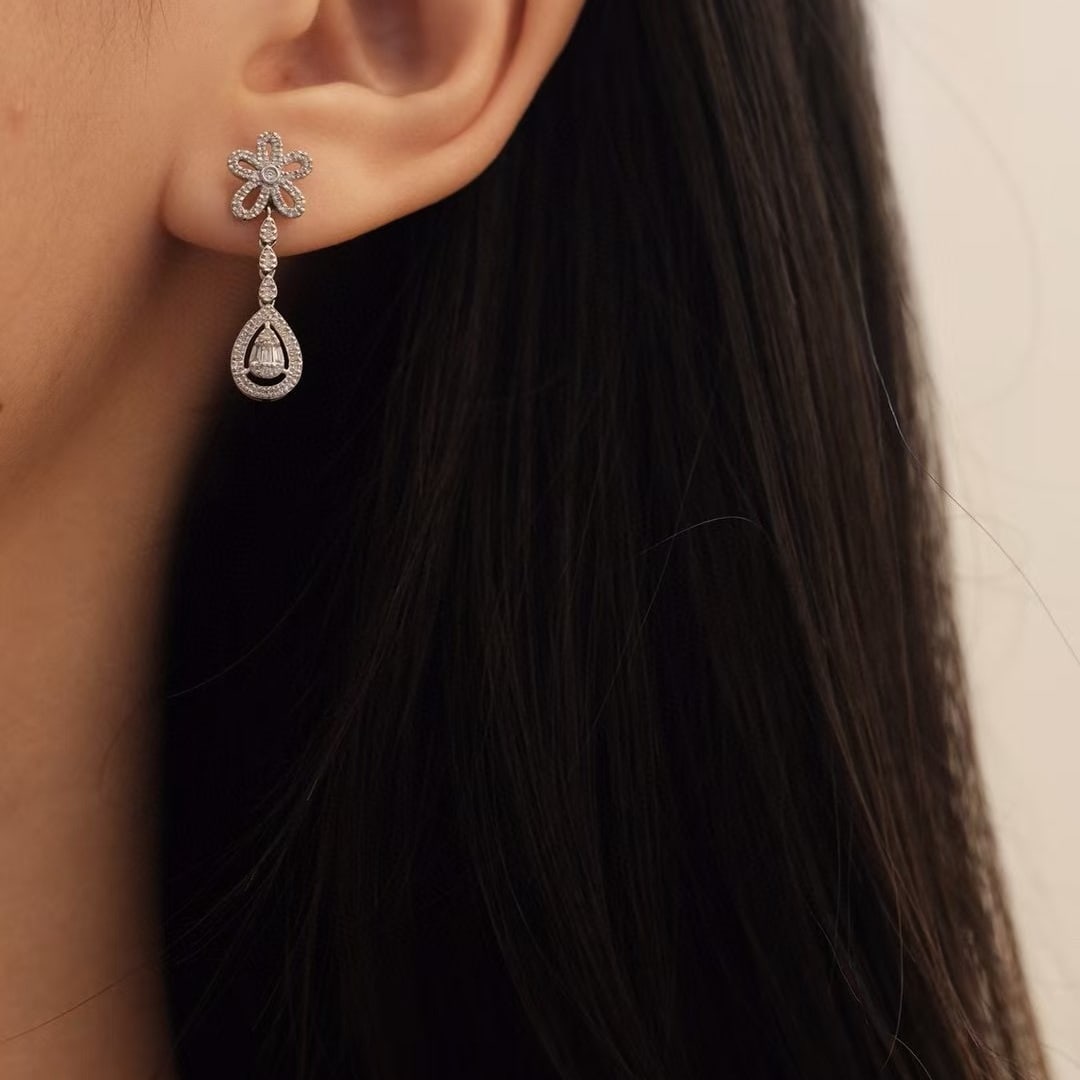 14k Gold 0.8 Ct Natural H Diamond Earrings - 2