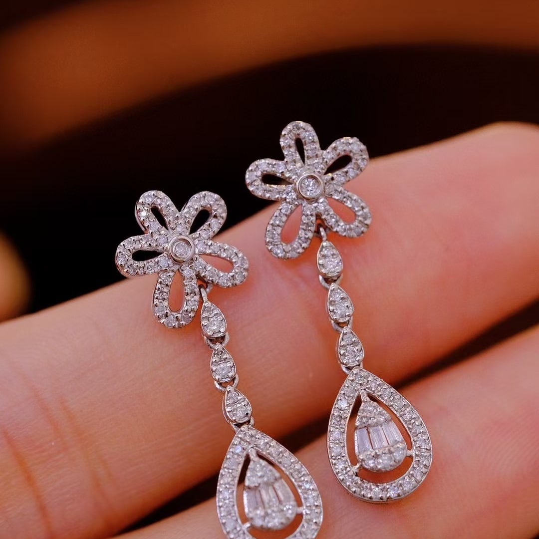 14k Gold 0.8 Ct Natural H Diamond Earrings - 5