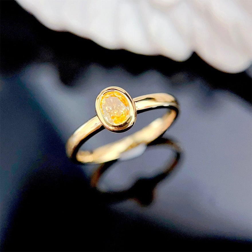 14k Gold 0.40 Ct Natural Yellow Diamond Ring - 2
