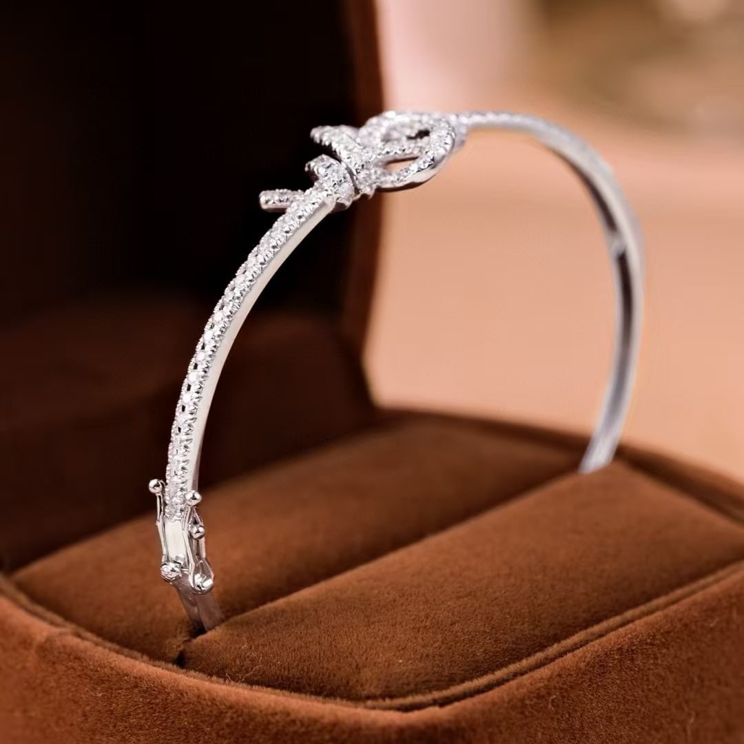 14k Gold 0.9 Ct Natural H Diamond Bangle - 5