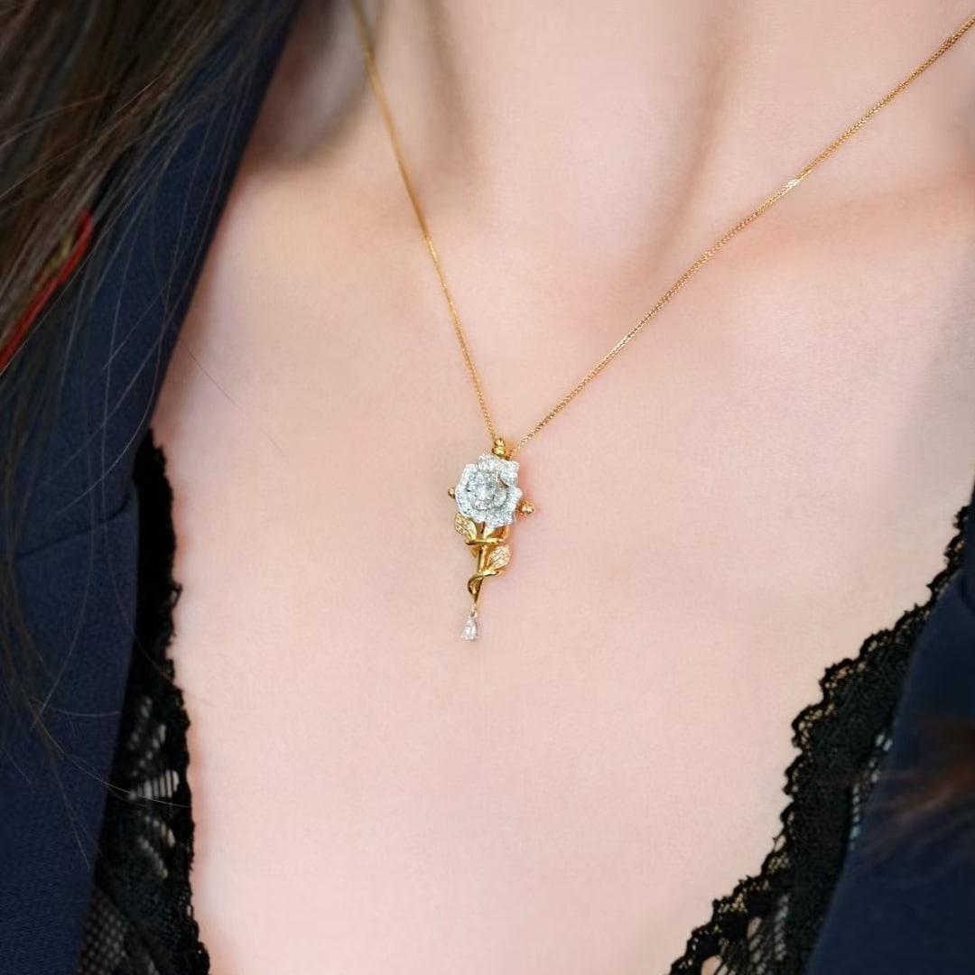 14k Gold 0.4 Ct Natural H Diamond Pendant( Without Chain ) - 2