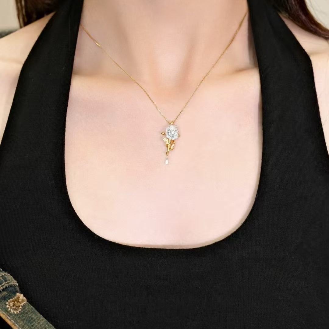 14k Gold 0.4 Ct Natural H Diamond Pendant( Without Chain ) - 3