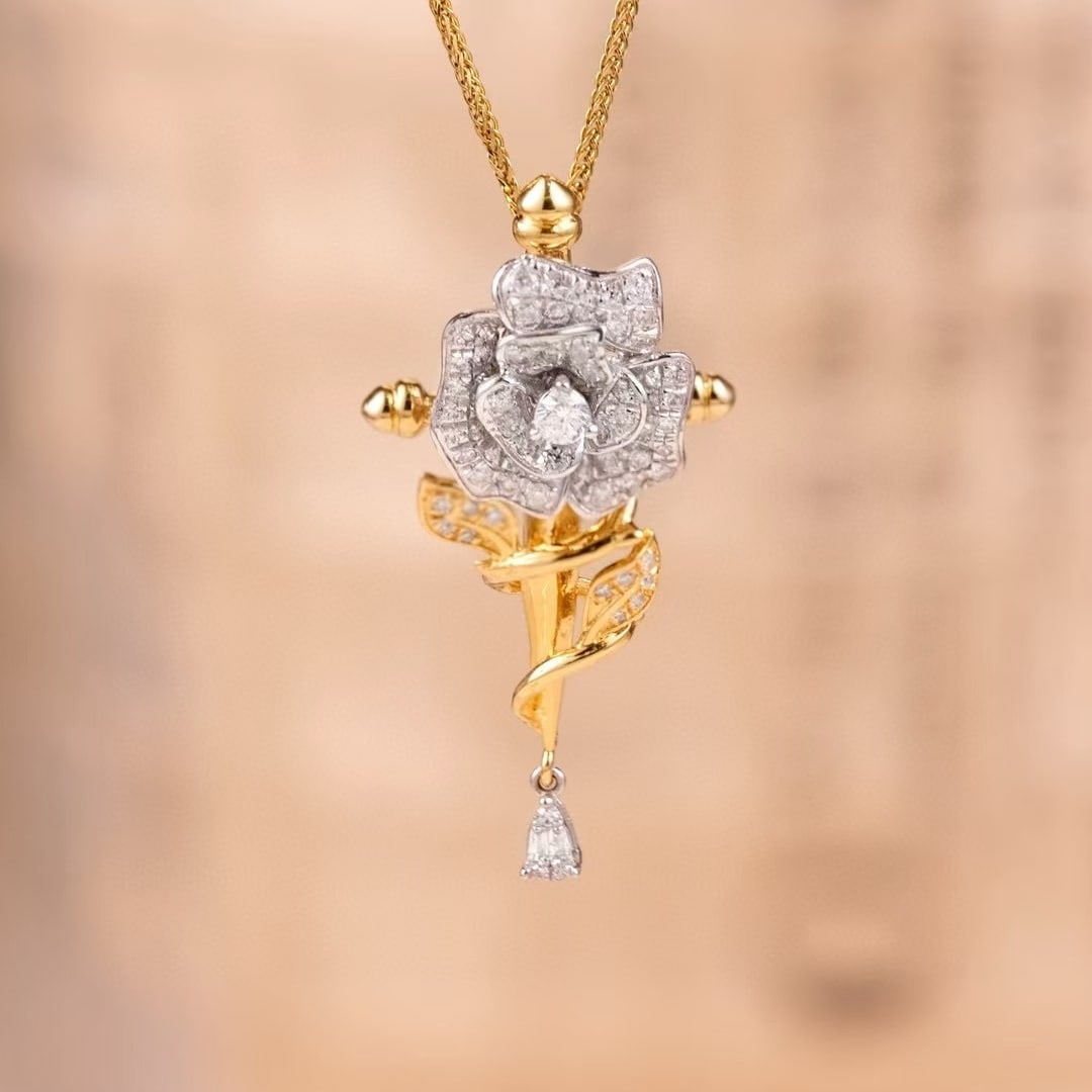 14k Gold 0.4 Ct Natural H Diamond Pendant( Without Chain ) - 4