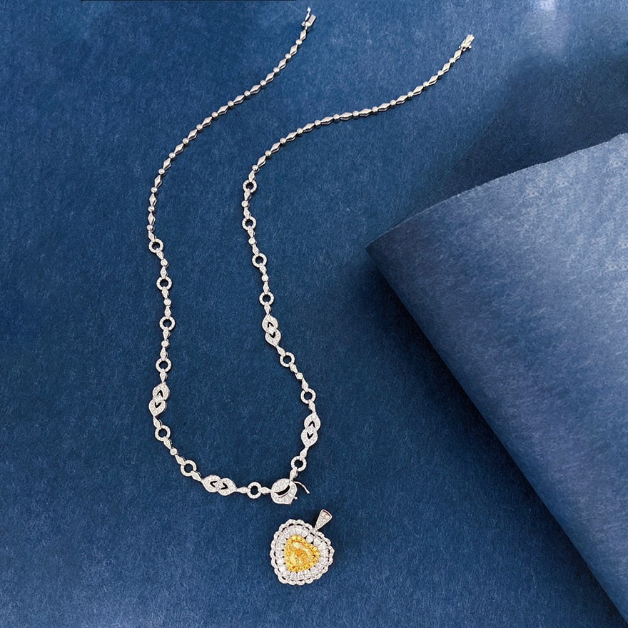 14k Gold 4.30 Ctw Natural Yellow Diamond & Diamond Ring/pendant( Without Chain ) - 2