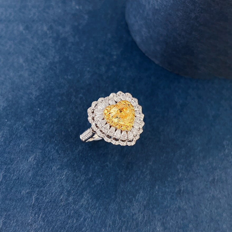 14k Gold 4.30 Ctw Natural Yellow Diamond & Diamond Ring/pendant( Without Chain ) - 3
