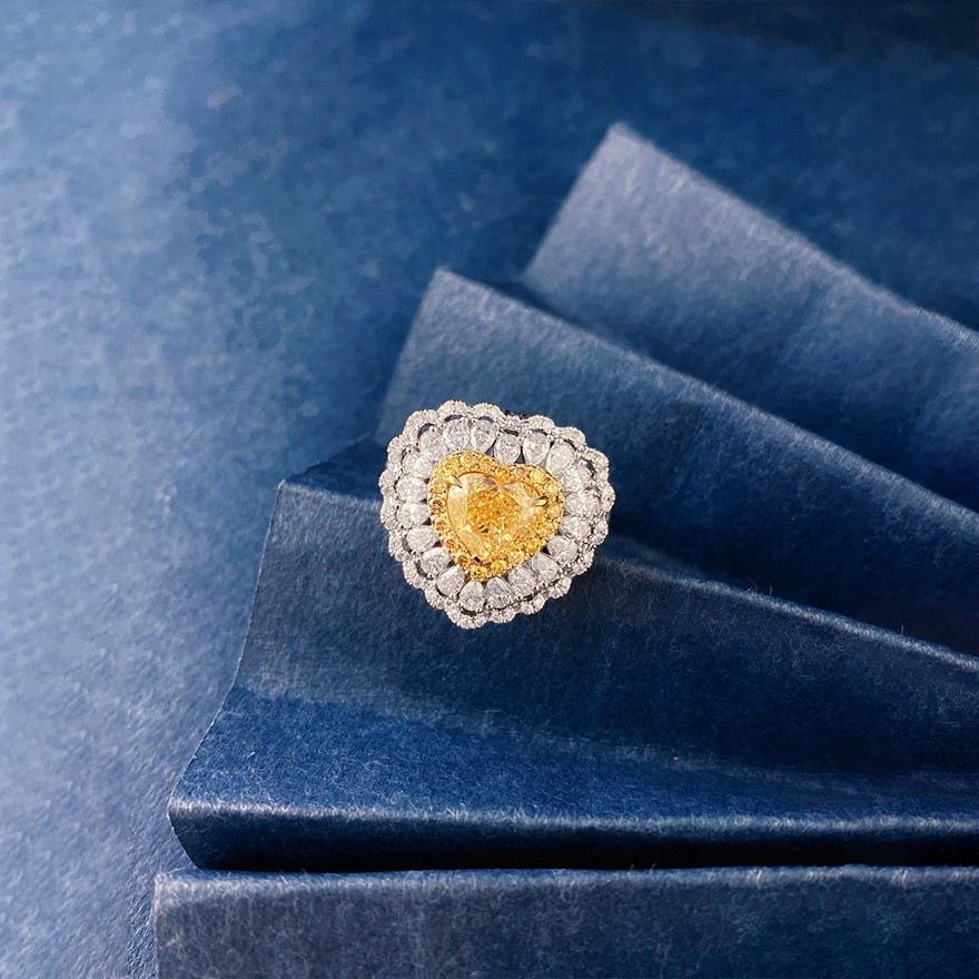 14k Gold 4.30 Ctw Natural Yellow Diamond & Diamond Ring/pendant( Without Chain ) - 5