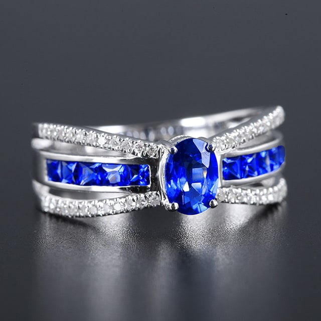 14k Gold 1.03 Ctw Natural Sapphire & Sapphire Ring - 4