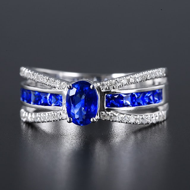14k Gold 1.03 Ctw Natural Sapphire & Sapphire Ring - 5