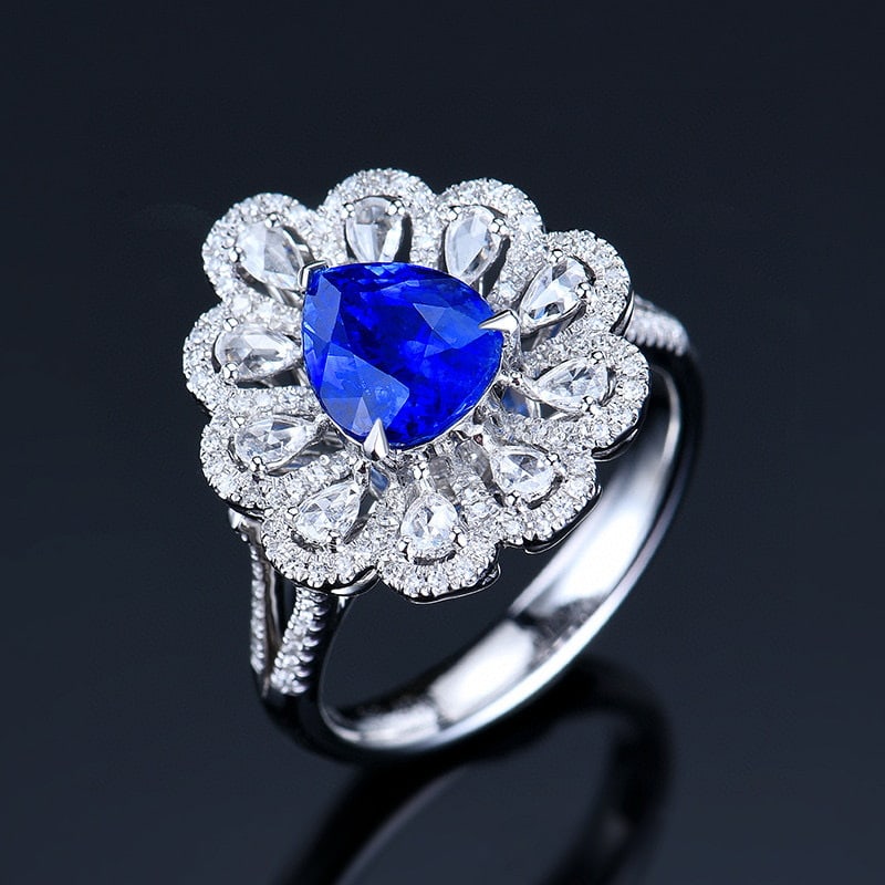 14k Gold 3.09 Ctw Natural Sapphire & Diamond Ring/pendant( Without Chain ) - 3