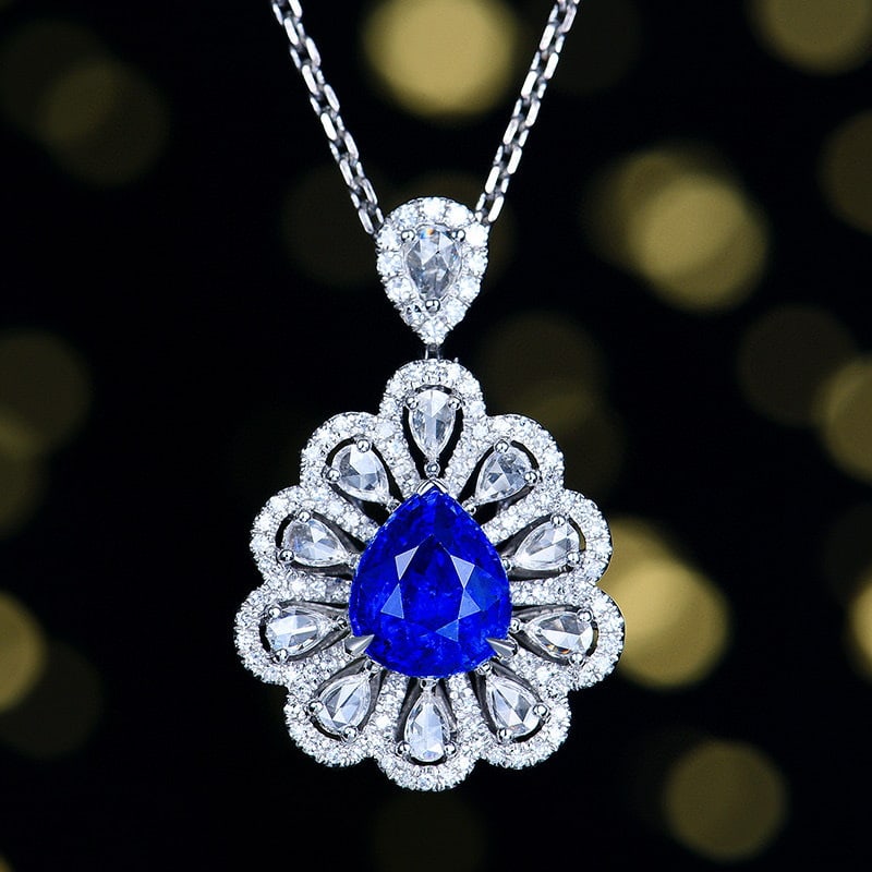 14k Gold 3.09 Ctw Natural Sapphire & Diamond Ring/pendant( Without Chain ) - 4