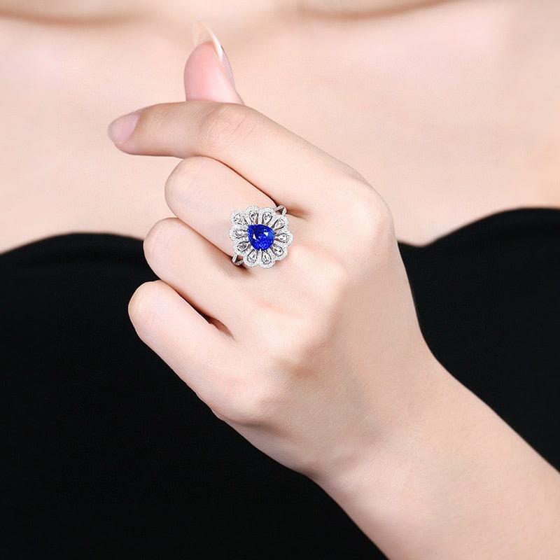 14k Gold 3.09 Ctw Natural Sapphire & Diamond Ring/pendant( Without Chain ) - 5