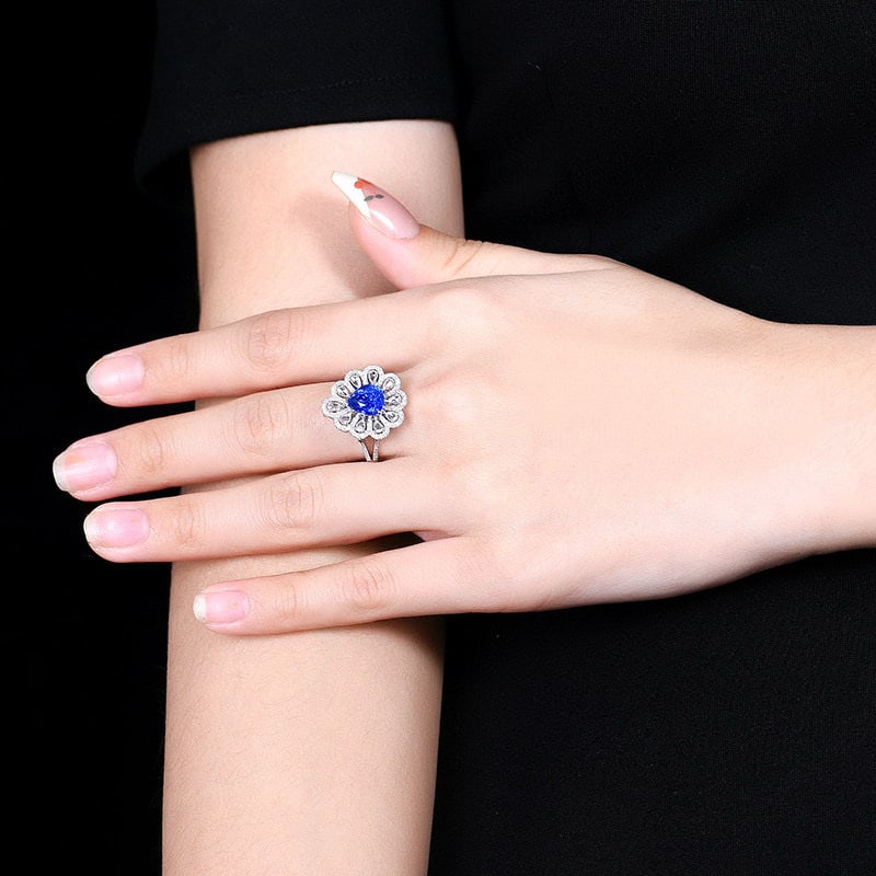 14k Gold 3.09 Ctw Natural Sapphire & Diamond Ring/pendant( Without Chain ) - 6