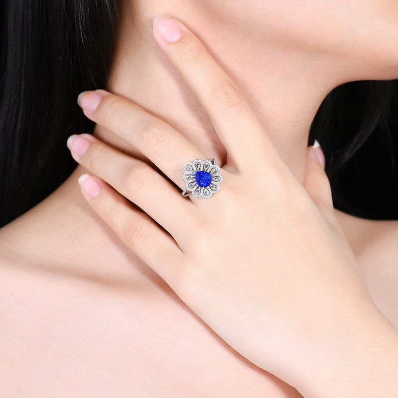 14k Gold 3.09 Ctw Natural Sapphire & Diamond Ring/pendant( Without Chain ) - 7