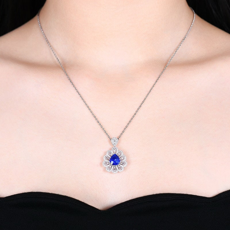 14k Gold 3.09 Ctw Natural Sapphire & Diamond Ring/pendant( Without Chain ) - 8