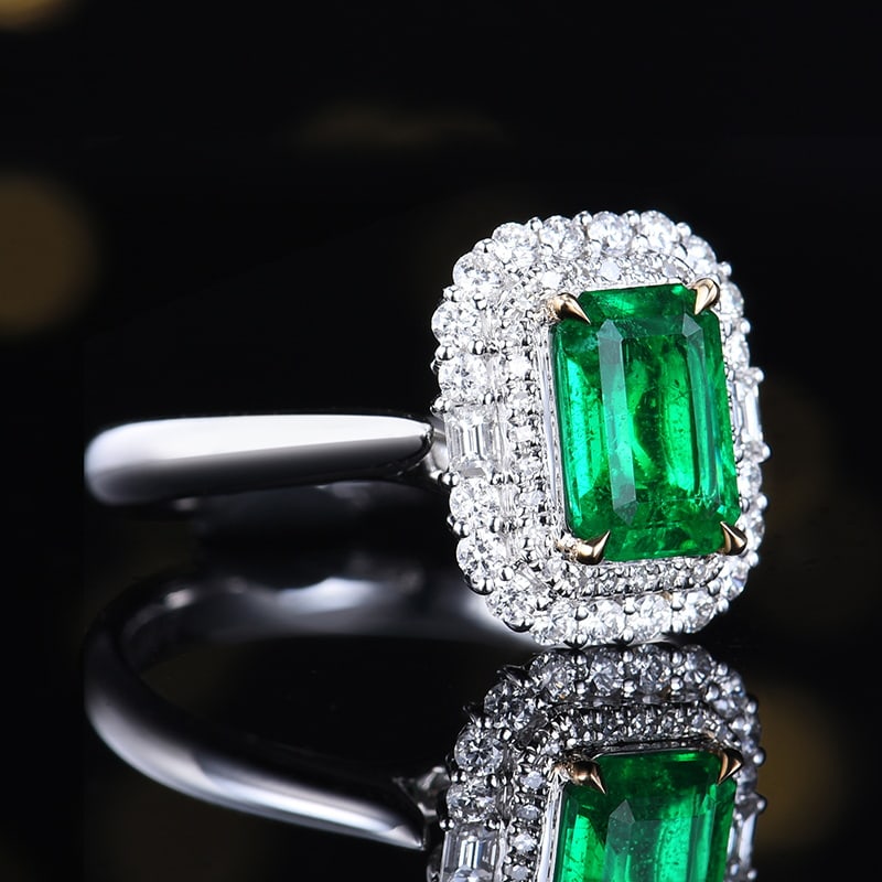 14k Gold 1.51 Ctw Vivid Green Natural Emerald & Diamond Ring/pendant( Without Chain ) - 2
