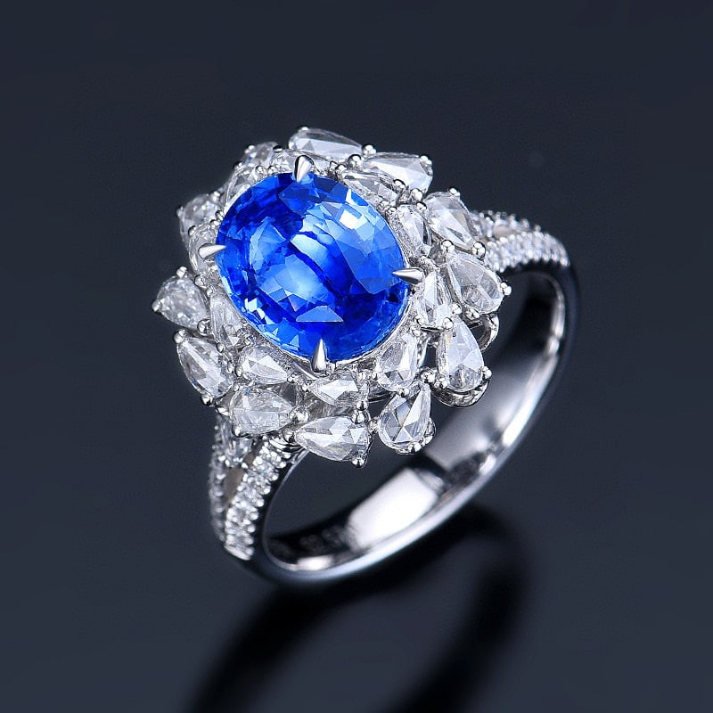 14k Gold 3.41 Ctw Natural Sapphire & Diamond Ring/pendant( Without Chain ) - 2