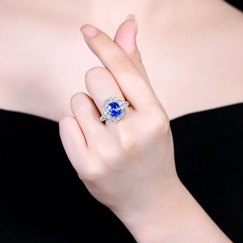 14k Gold 3.41 Ctw Natural Sapphire & Diamond Ring/pendant( Without Chain ) - 3