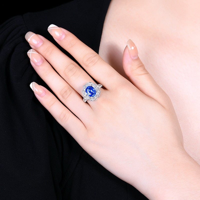14k Gold 3.41 Ctw Natural Sapphire & Diamond Ring/pendant( Without Chain ) - 4