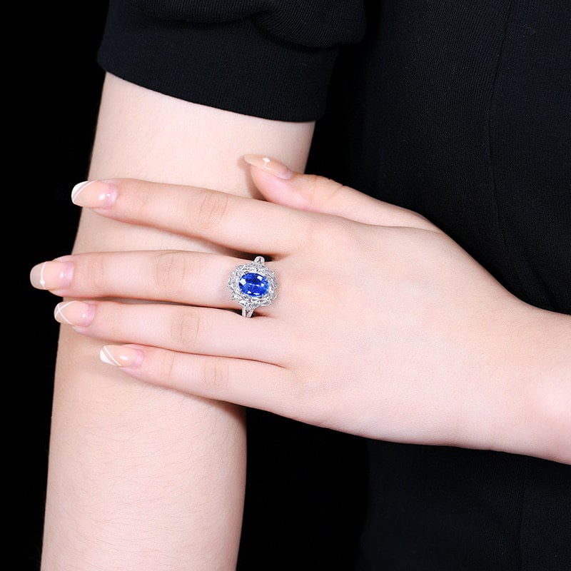 14k Gold 3.41 Ctw Natural Sapphire & Diamond Ring/pendant( Without Chain ) - 5