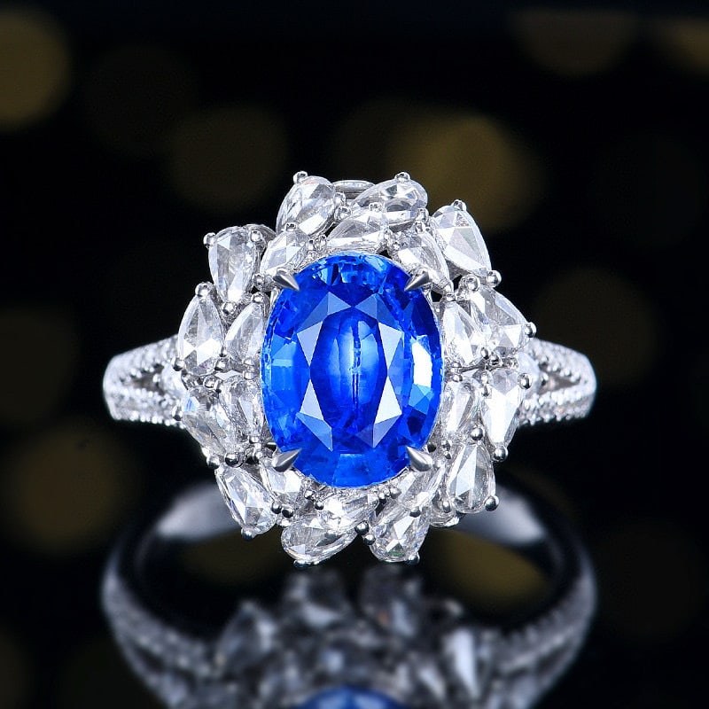 14k Gold 3.41 Ctw Natural Sapphire & Diamond Ring/pendant( Without Chain ) - 7