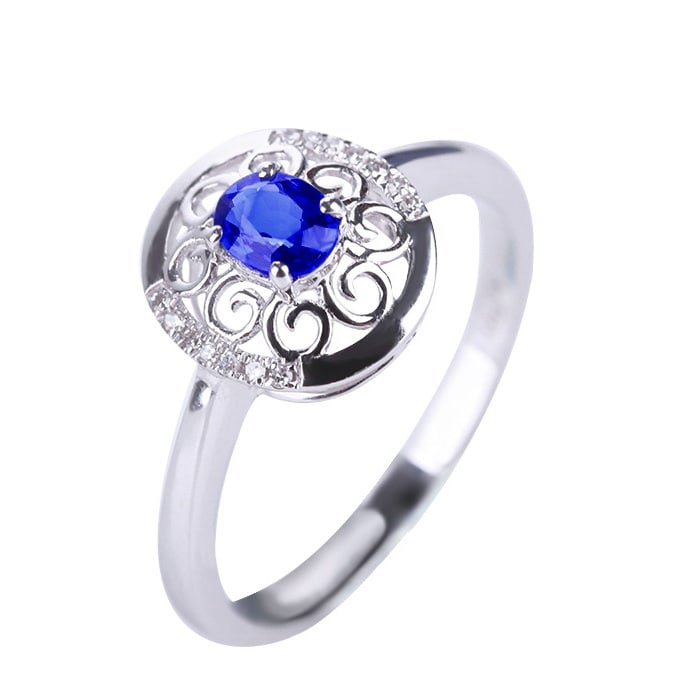 14k Gold 0.49 Ctw Natural Sapphire & Diamond Ring - 3