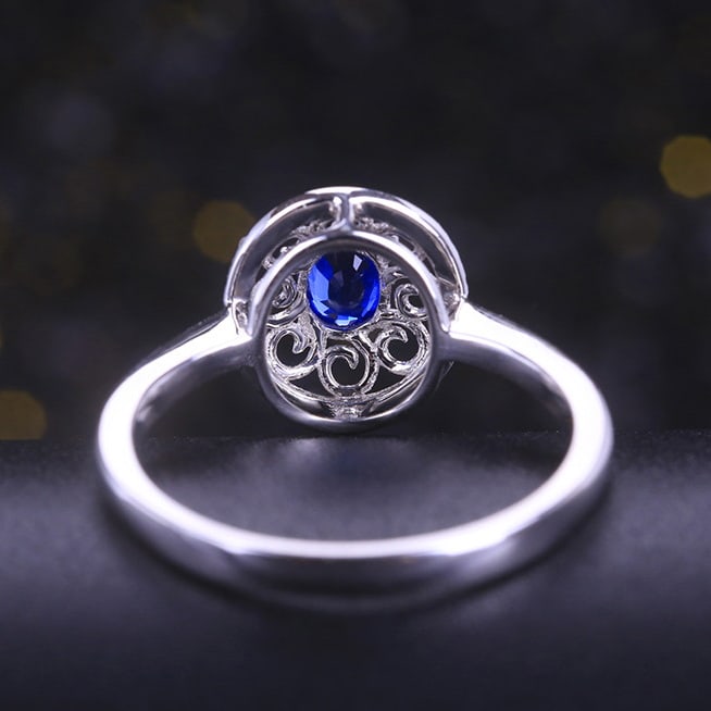 14k Gold 0.49 Ctw Natural Sapphire & Diamond Ring - 4