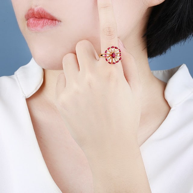 14k Gold 1.16 Ctw Natural Ruby & Ruby Ring - 2
