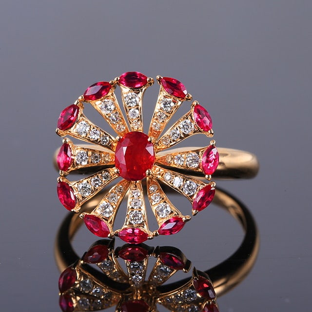 14k Gold 1.16 Ctw Natural Ruby & Ruby Ring - 4
