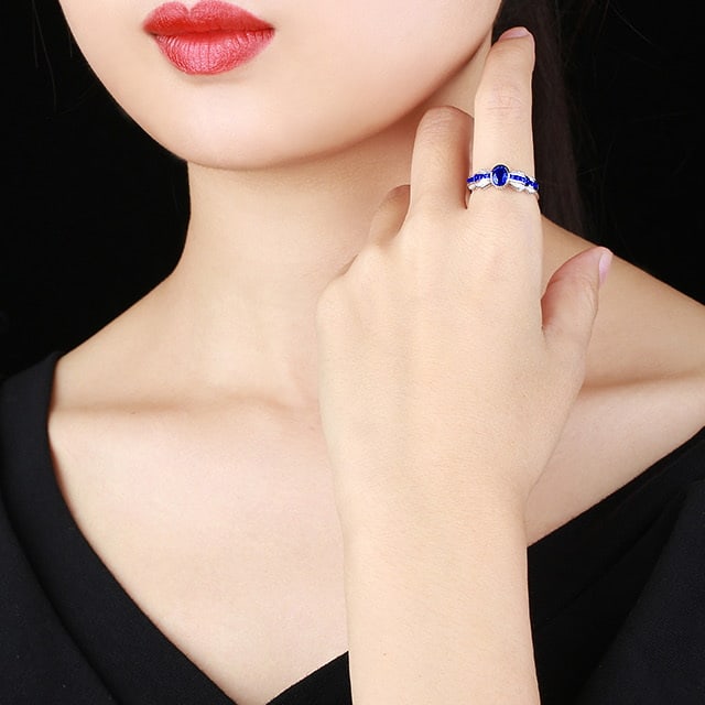 14k Gold 0.90 Ctw Natural Sapphire & Diamond Ring - 2