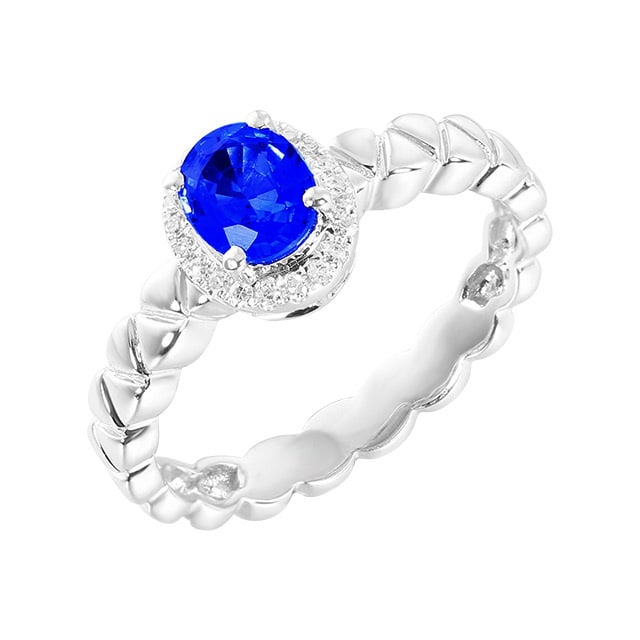 14k Gold 0.90 Ctw Natural Sapphire & Diamond Ring - 4