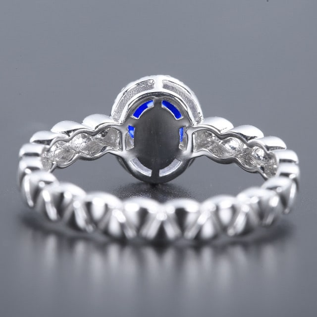 14k Gold 0.90 Ctw Natural Sapphire & Diamond Ring - 5