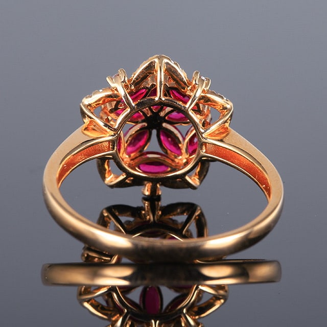 14k Gold 1.25 Ctw Natural Ruby & Diamond Ring - 3