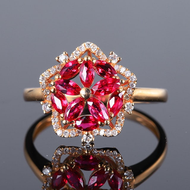 14k Gold 1.25 Ctw Natural Ruby & Diamond Ring - 4