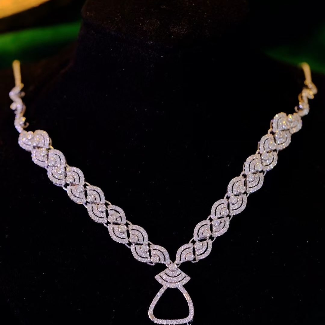 14k Gold 4.74 Ct Natural H Diamond Necklace - 2