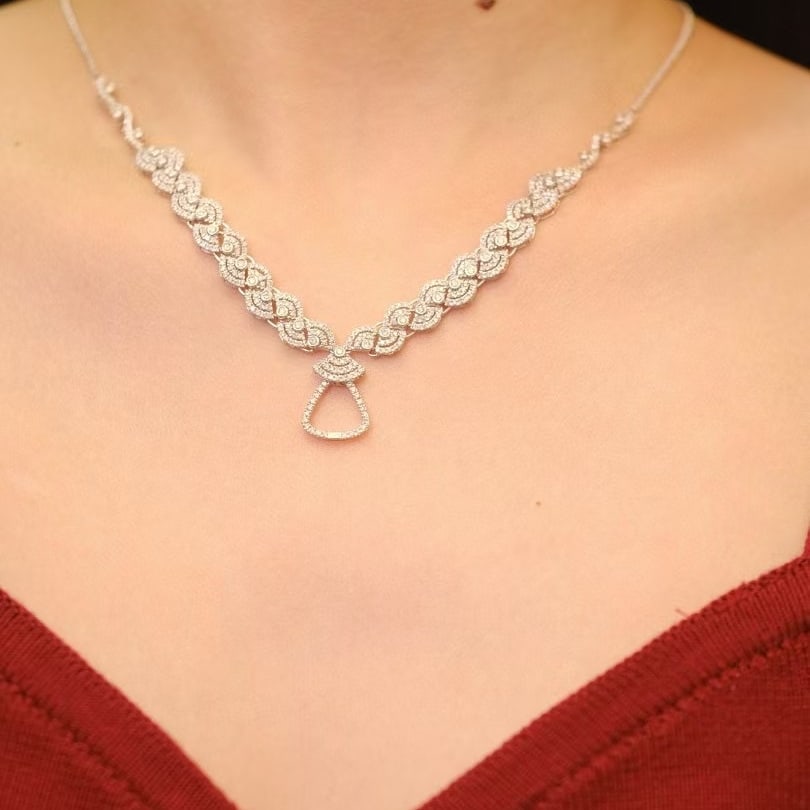 14k Gold 4.74 Ct Natural H Diamond Necklace - 3